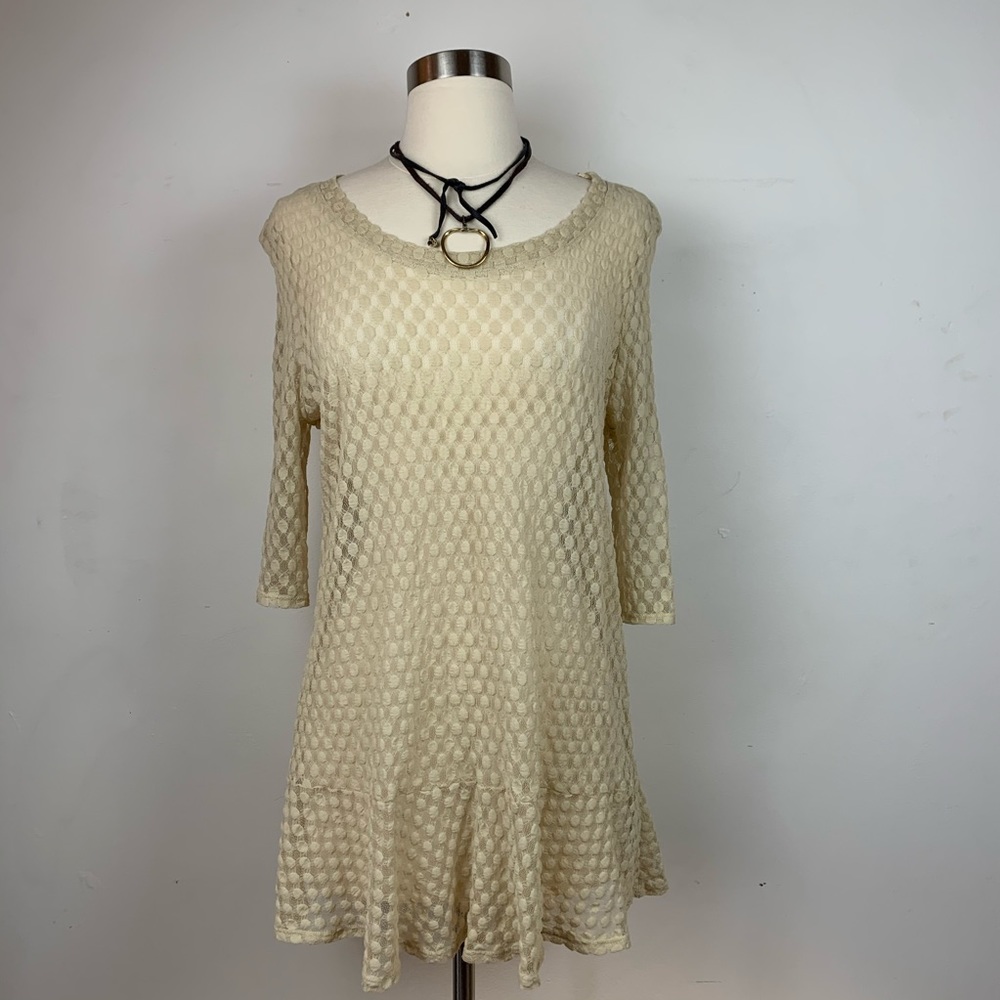 Boho Style Cream Lace Peplum Tunic or Minidress